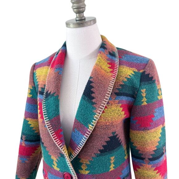 Vintage 80s/90s David Paul Multicolor Southwest Print Blazer Women's Size XS/S - Picture 2 of 6